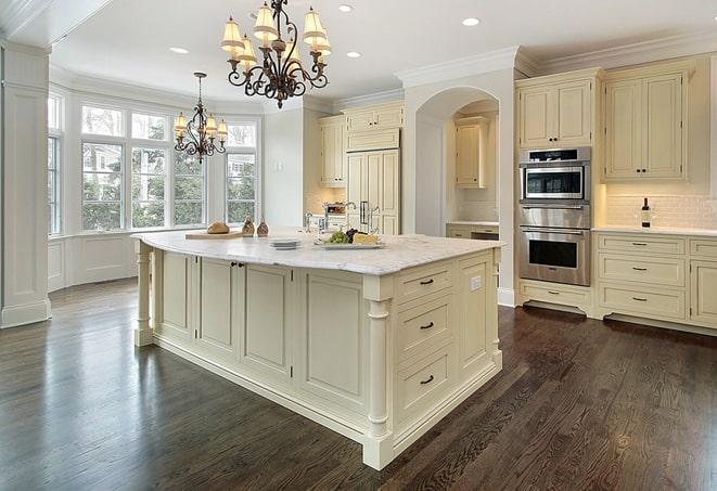 beautiful laminate floors in a spacious kitchen in Beloit, WI